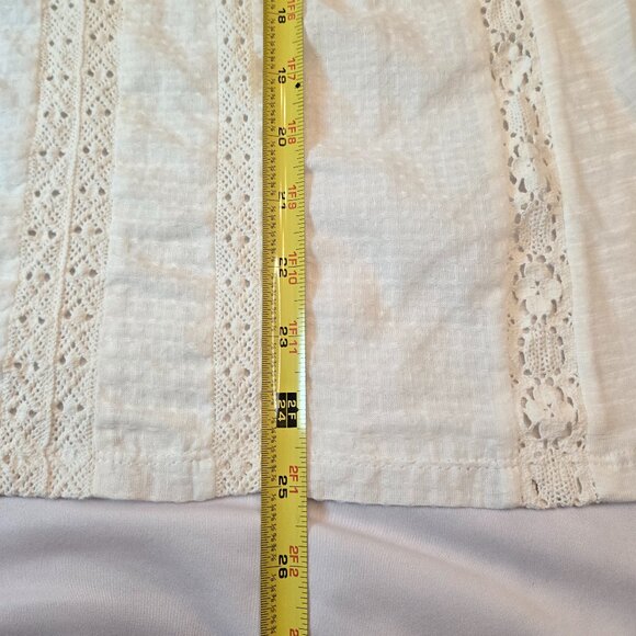 LUCKY BRAND Women's Sleeveless Sheer Top Crochet Accent Shirt Sz: M White - Picture 8 of 10